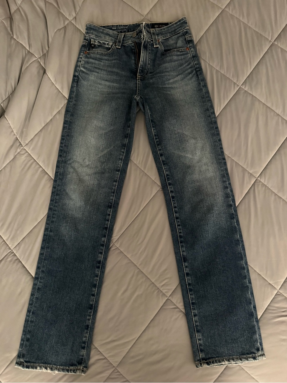 AG Adriano Goldschmied women’s Faded Blue Straight Jeans